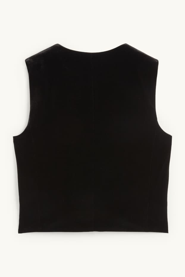 Damen - Samt-Weste - Regular Fit - schwarz
