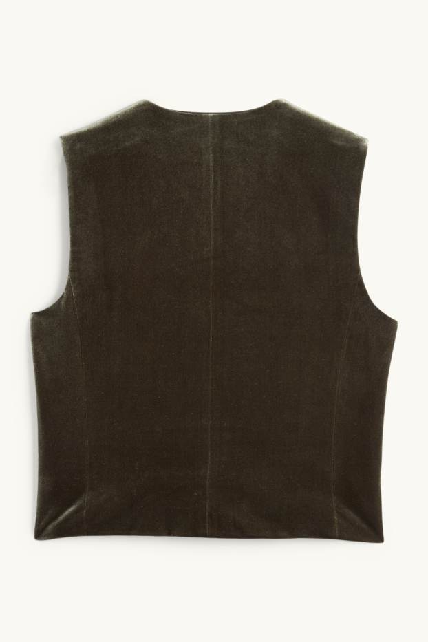 Femmes - Gilet sans manches en velours - regular fit - vert