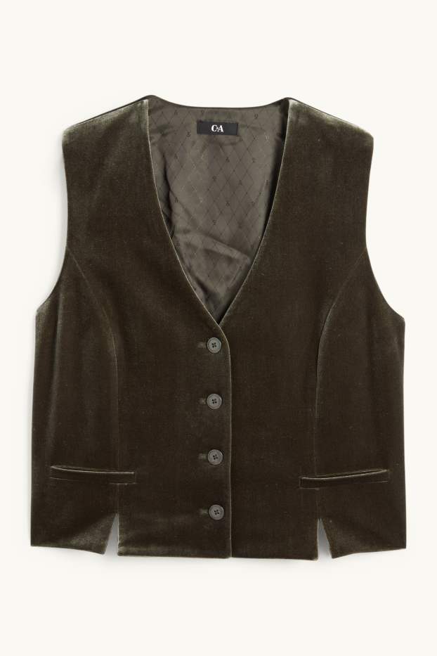 Femmes - Gilet sans manches en velours - regular fit - vert