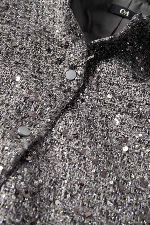 Donna - Blazer bouclé - regular fit - effetto brillante - argento