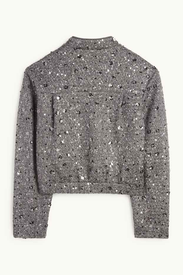 Donna - Blazer bouclé - regular fit - effetto brillante - argento