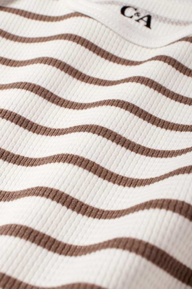 Unisex - Baby-Body - gestreift - strukturiert - weiß / beige