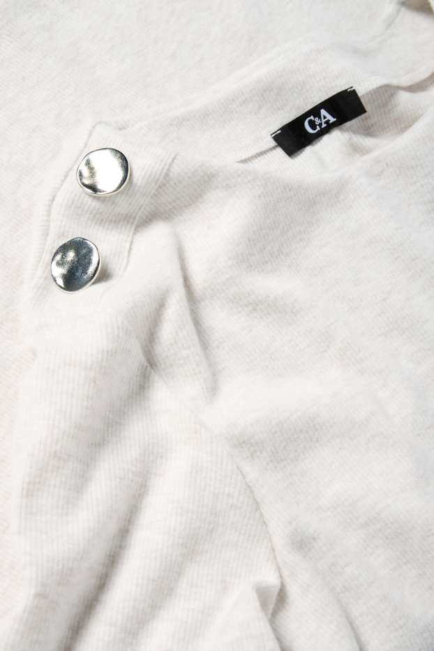 Damen - Sweatshirt - gerippt - cremeweiß