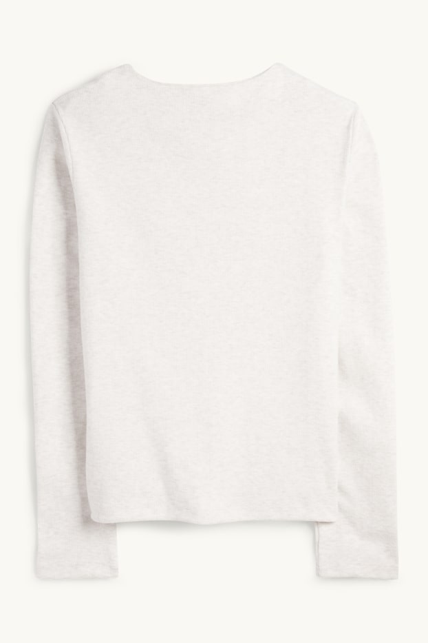 Damen - Sweatshirt - gerippt - cremeweiß