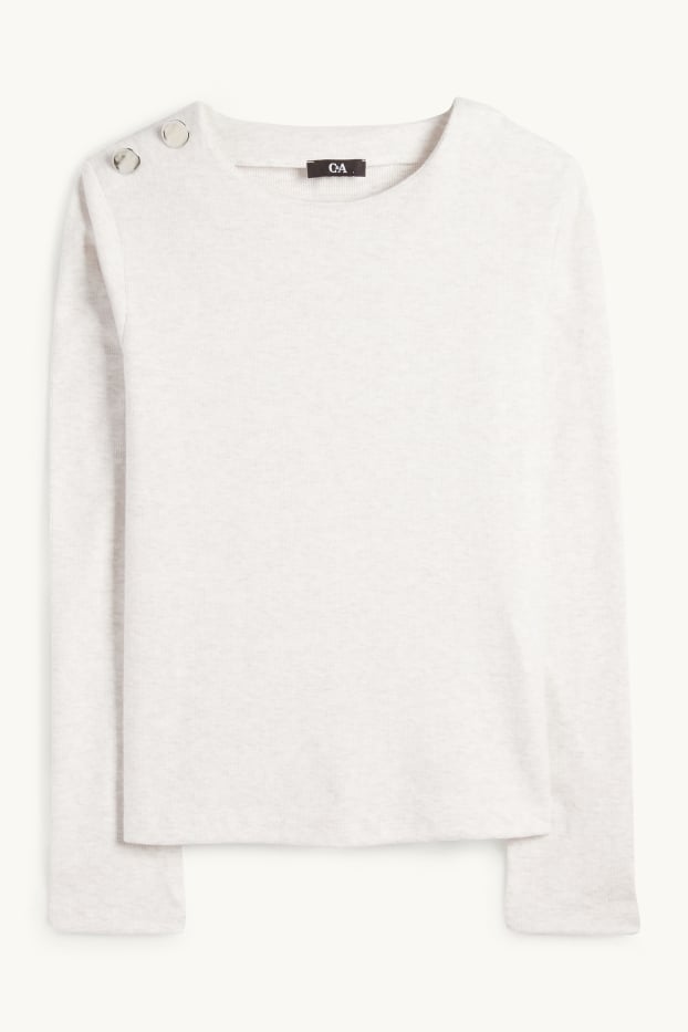 Damen - Sweatshirt - gerippt - cremeweiß