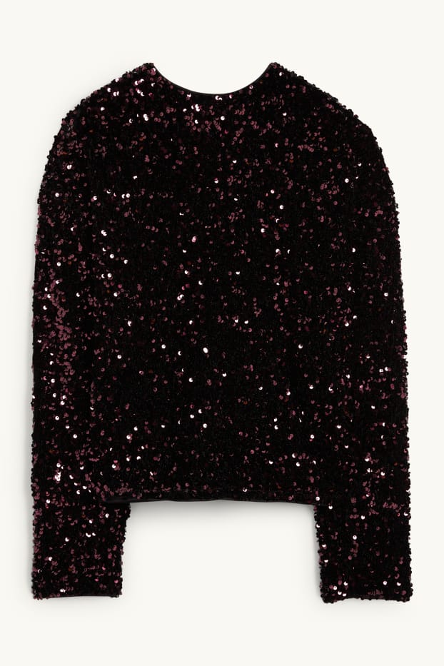 Dona - Samarreta de mànigues llargues de lluentons -regular fit - violeta