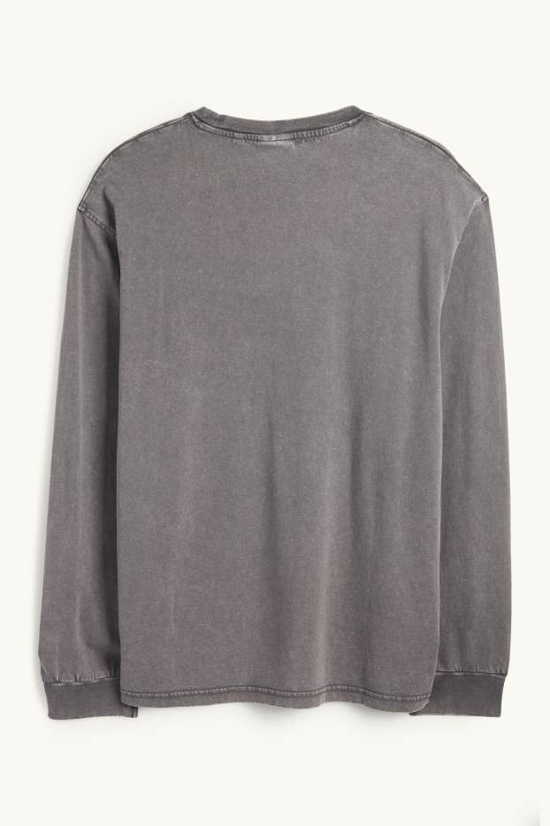 Heren - Longsleeve - relaxed fit - grijs