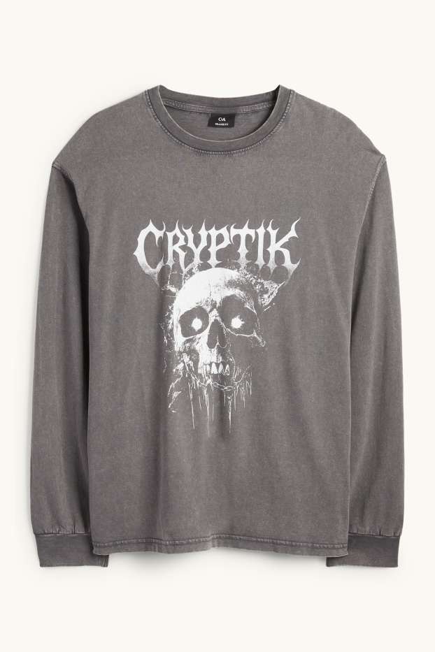 Heren - Longsleeve - relaxed fit - grijs