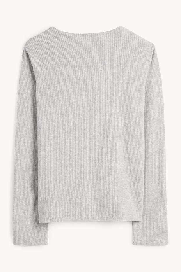 Damen - Sweatshirt - gerippt - grau