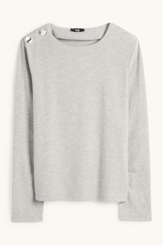 Damen - Sweatshirt - gerippt - grau
