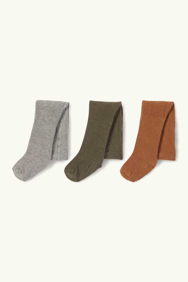 Baby: jongens - Set van 3 - babymaillot - geribd - bruin / groen