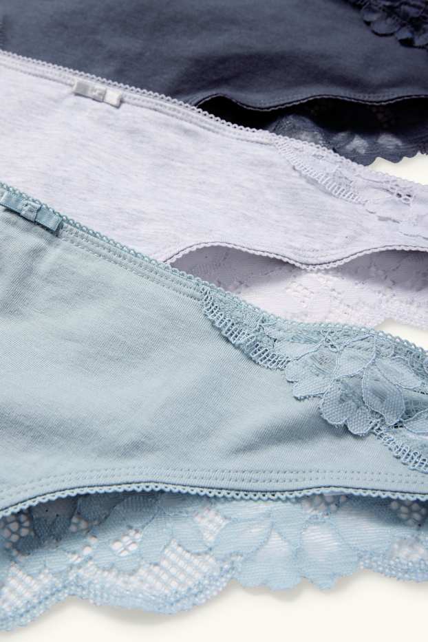 Femei - Multipack 3 perechi - chiloți stil brazilian - albastru