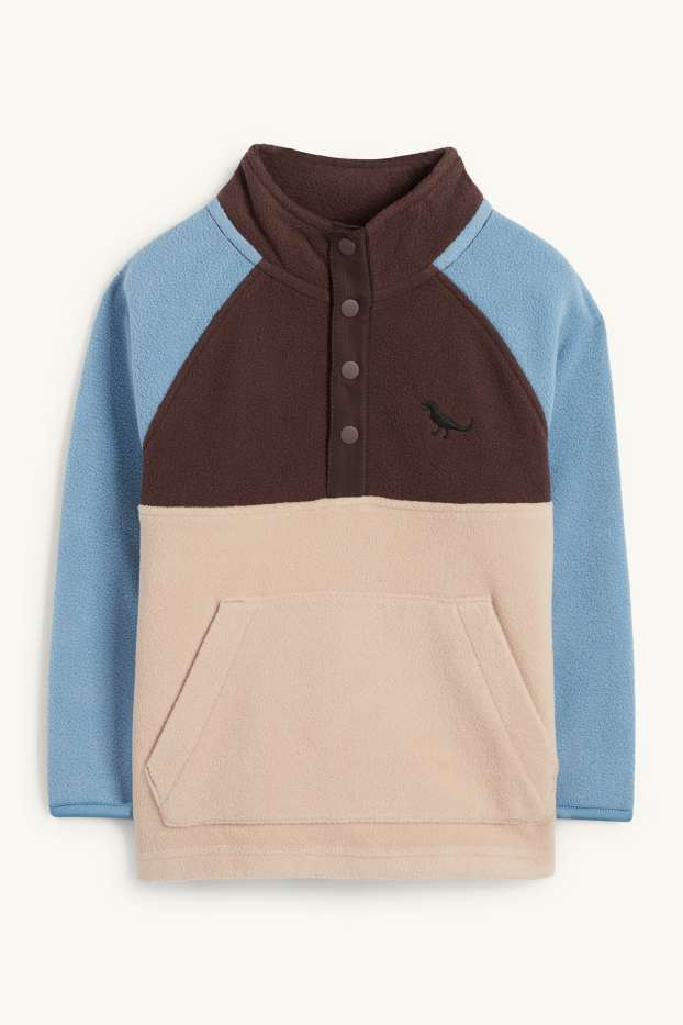 Copii - Băieți - Dinozaur - pulover din fleece - maro / albastru