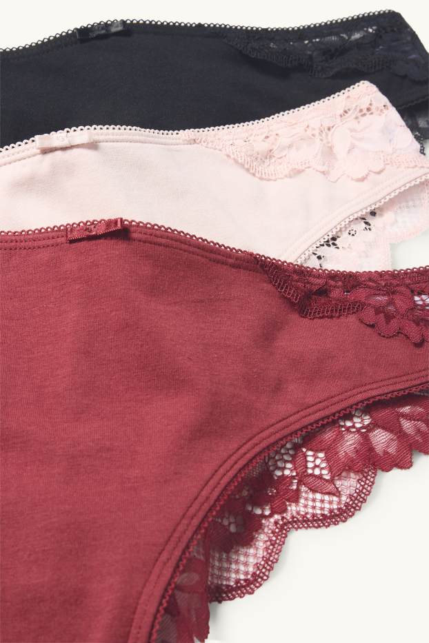 Dames - Set van 3 - Braziliaanse slip - rood