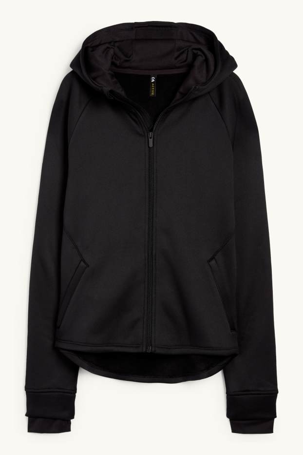 Femmes - Sweat zippé en molleton avec capuche - noir