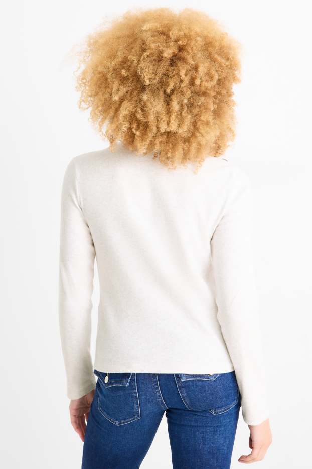 Damen - Sweatshirt - gerippt - cremeweiß