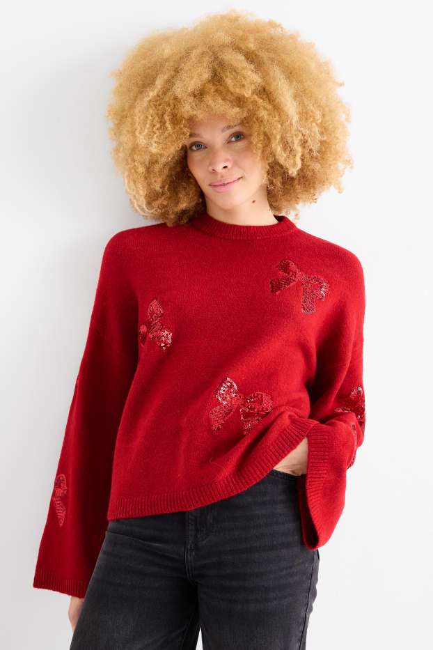 Women - Jumper - shiny - red