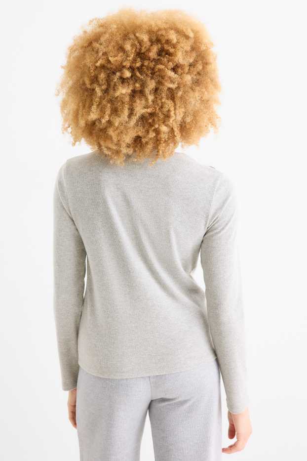 Damen - Sweatshirt - gerippt - grau