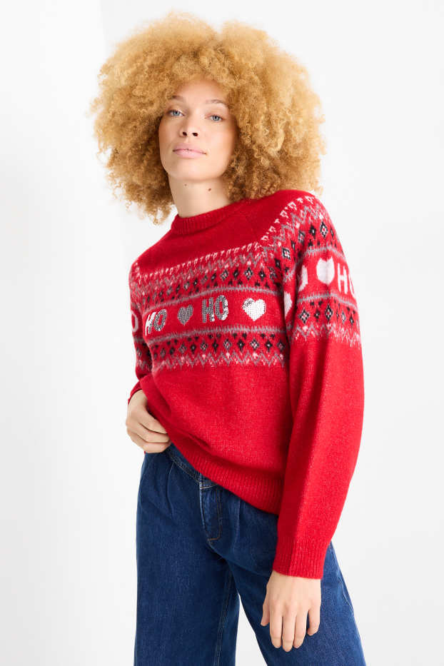 Women - Christmas jumper - Ho Ho Ho - red