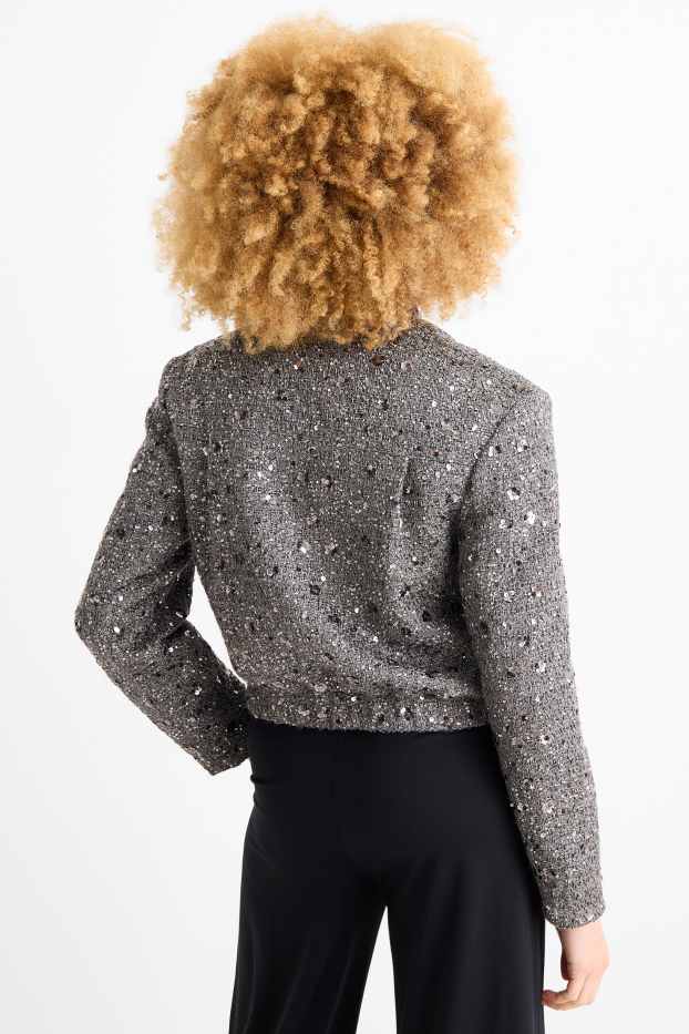Donna - Blazer bouclé - regular fit - effetto brillante - argento