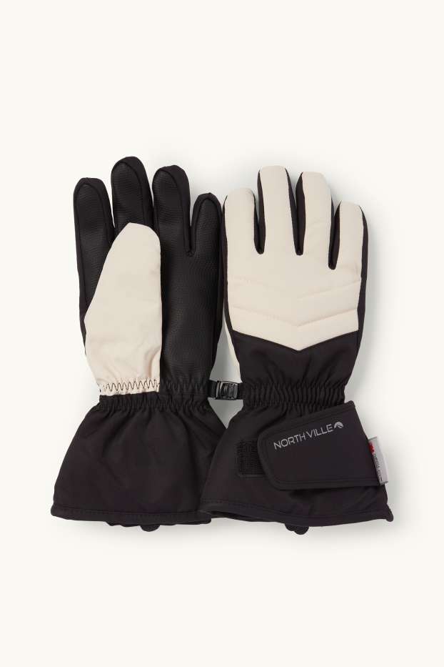 Children Girls - Ski gloves - waterproof - black / beige