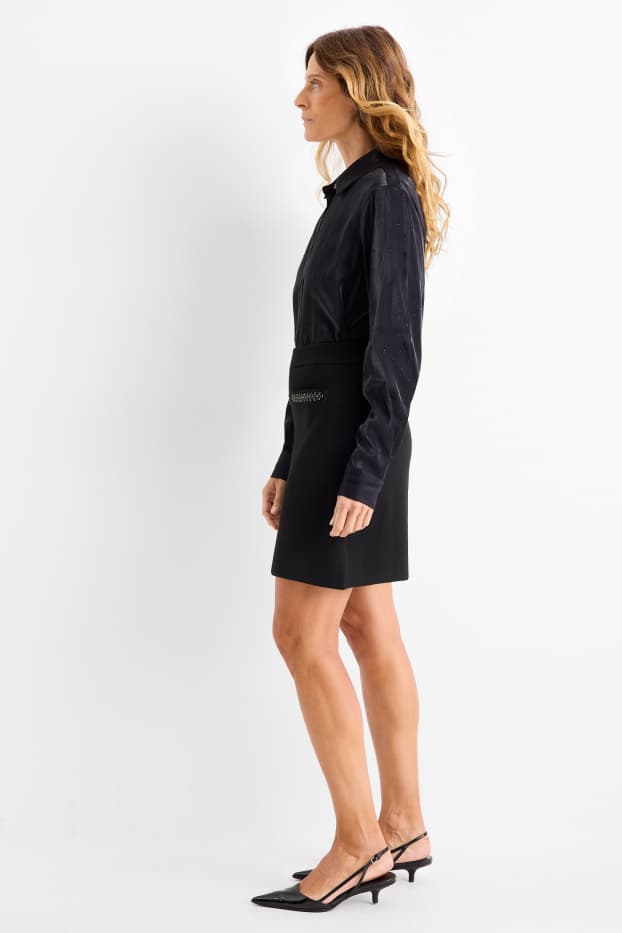 Dames - Gebreide rok - zwart