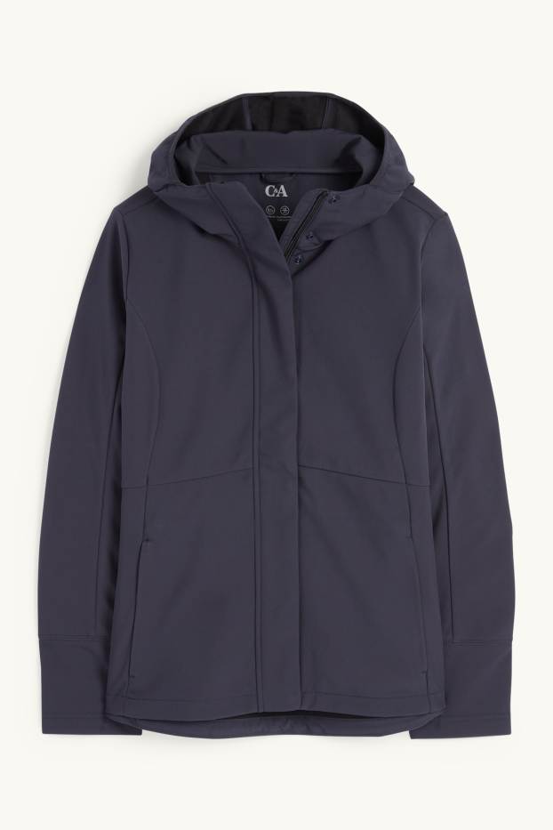 Damen - Softshelljacke mit Kapuze - wasserabweisend - 4 Way Stretch - dunkelblau