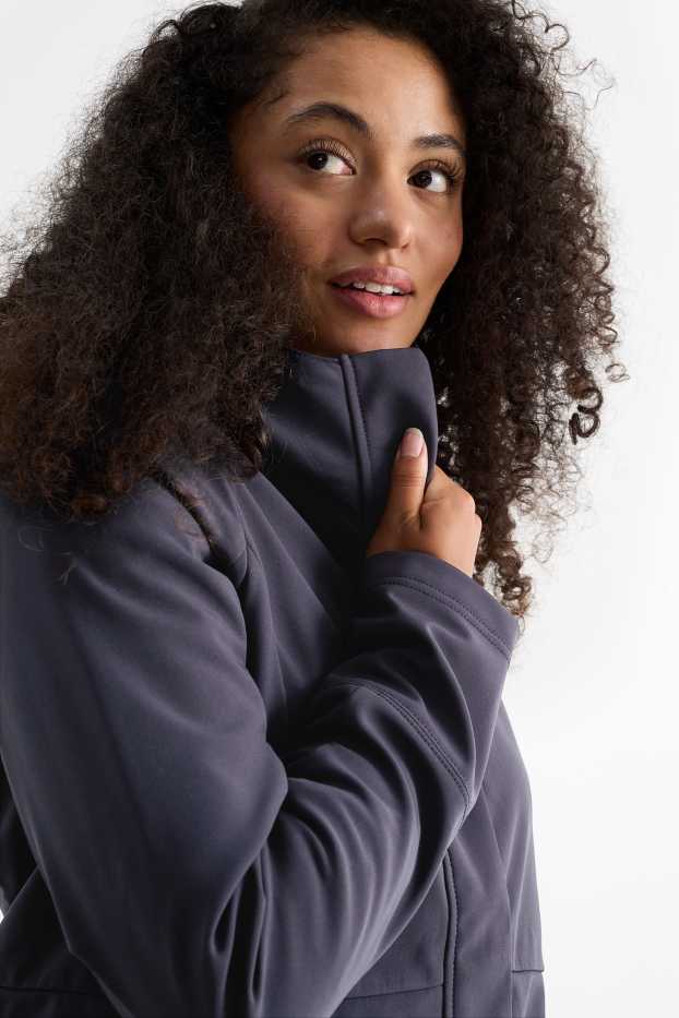 Damen - Softshelljacke mit Kapuze - wasserabweisend - 4 Way Stretch - dunkelblau