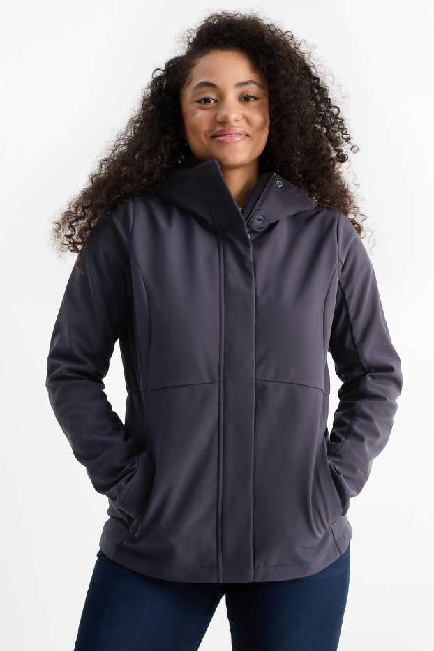 Damen - Softshelljacke mit Kapuze - wasserabweisend - 4 Way Stretch - dunkelblau
