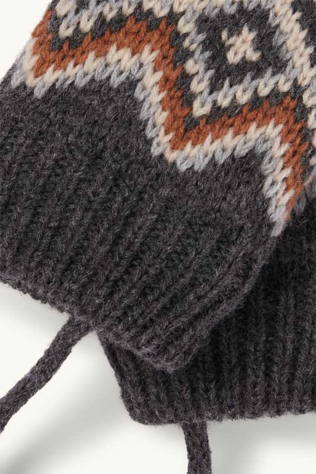 Baby Buben - Baby-Fäustlinge - gemustert - dunkelgrau