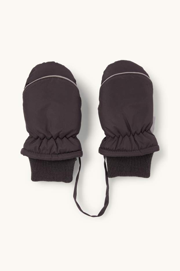 Baby Buben - Baby-Fäustlinge - gefüttert - dunkelgrau