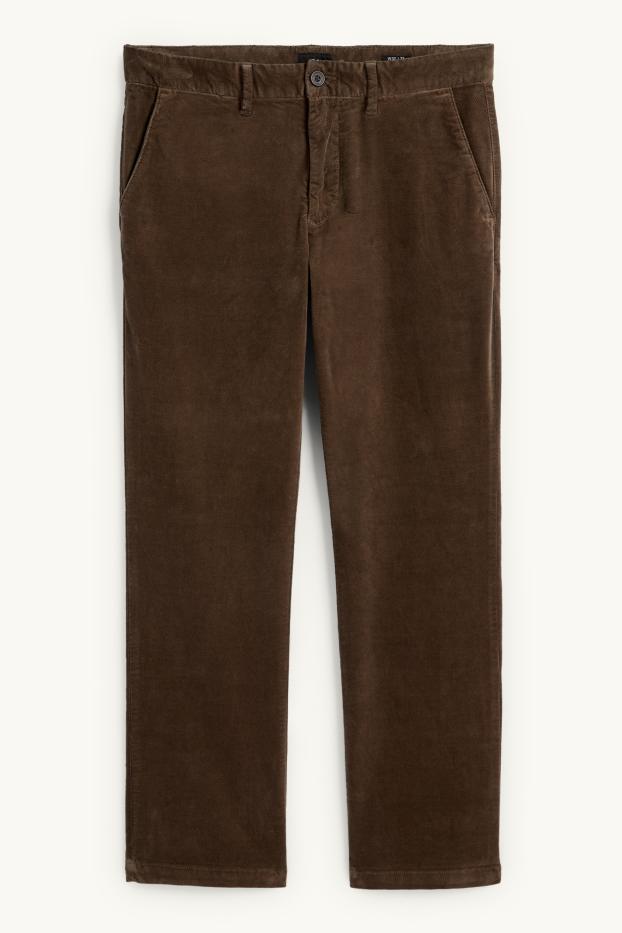 Hommes - Chino - regular fit - finition texturée - marron foncé