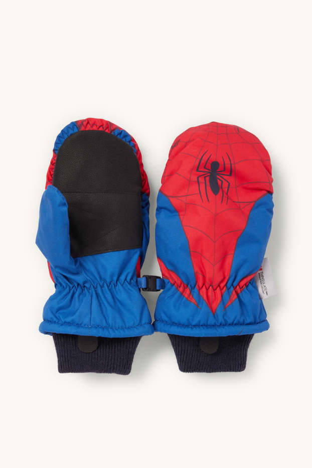 Kinder Buben - Spider-Man - Fäustlinge - gefüttert - rot / dunkelblau