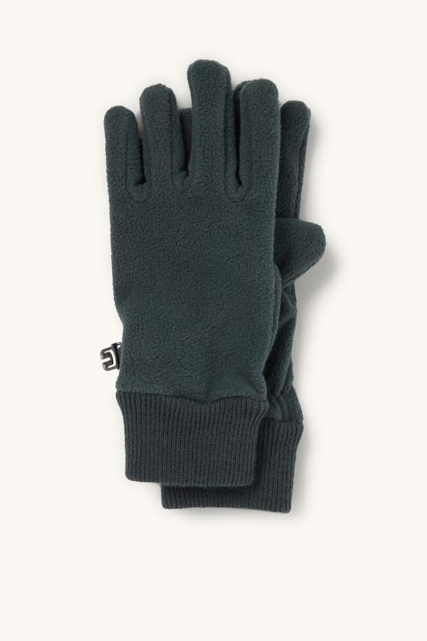 Enfants garçons - Gants en polaire - vert foncé