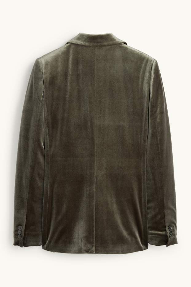 Femmes - Blazer long en velours - regular fit - vert