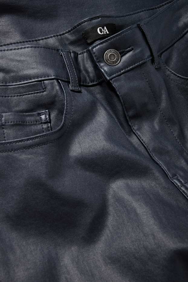 Donna - Pantaloni - vita alta - skinny fit - similpelle - blu scuro