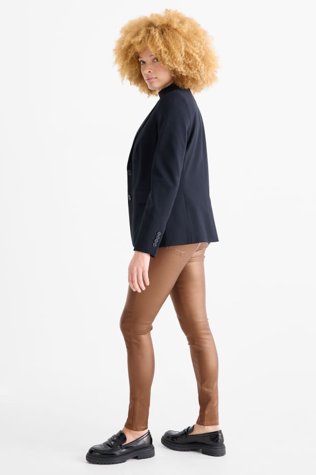 Donna - Pantaloni - vita alta - skinny fit - similpelle - marrone