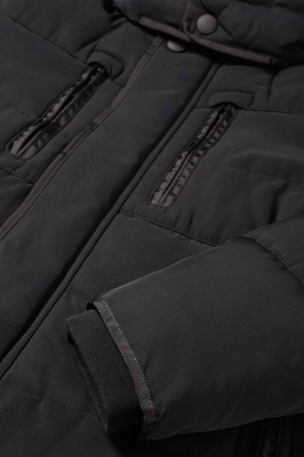 Herren - Steppjacke mit Kapuze - schwarz