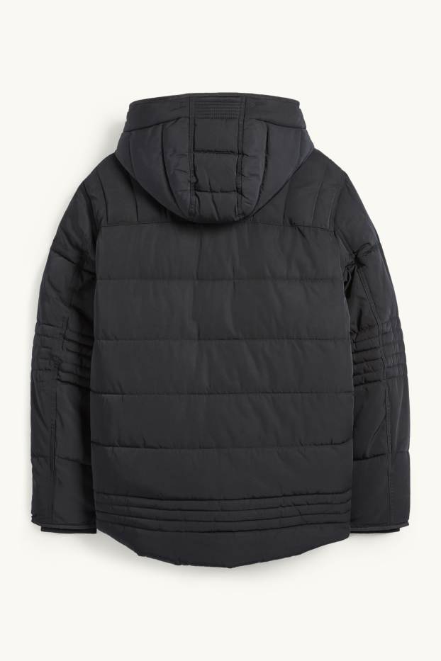 Herren - Steppjacke mit Kapuze - schwarz