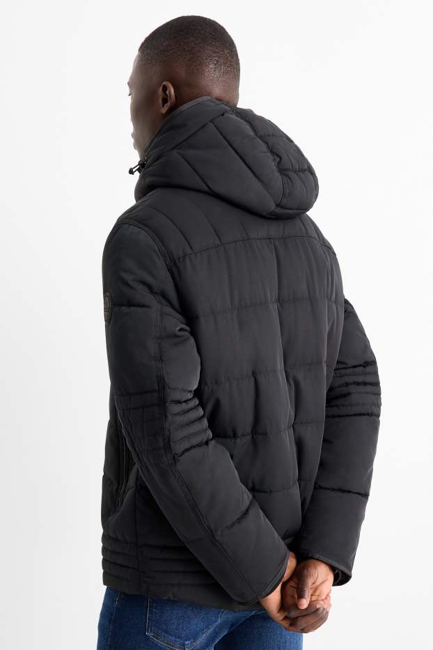 Herren - Steppjacke mit Kapuze - schwarz