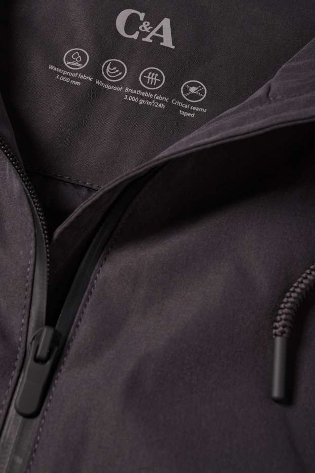 Donna - Cappotto impermeabile con cappuccio - foderato - impermeabile - blu scuro