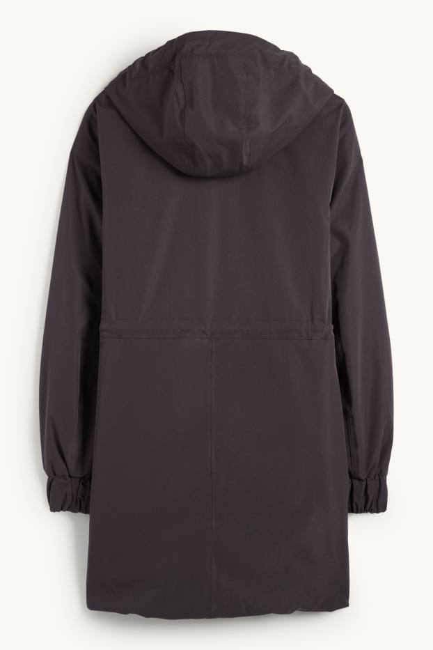 Donna - Cappotto impermeabile con cappuccio - foderato - impermeabile - blu scuro