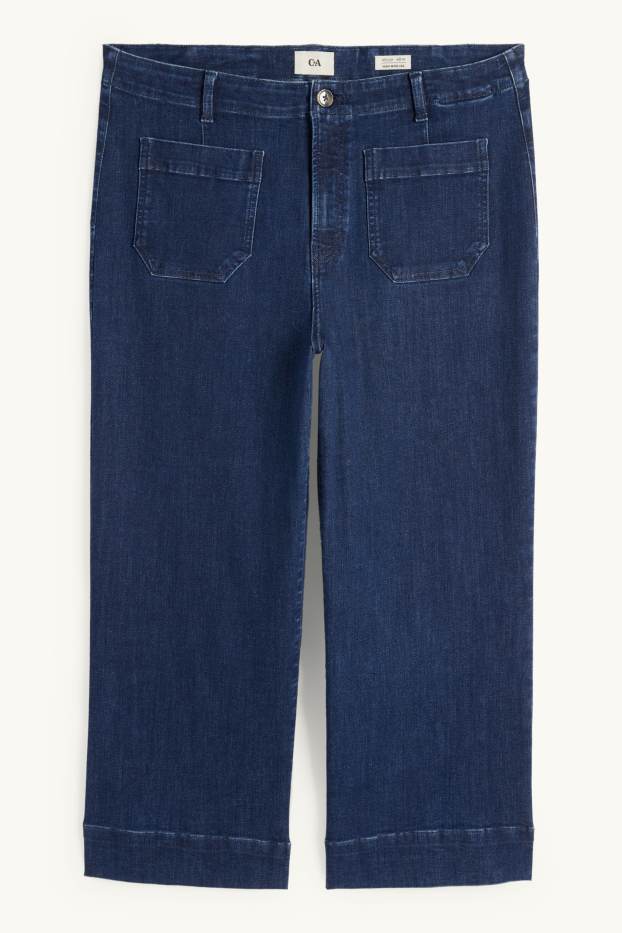 Femmes - Wide leg jean - high waist - jean bleu foncé