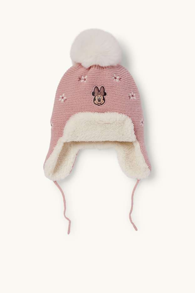 Baby: meisjes - Minnie Mouse - babymuts met pompon - roze