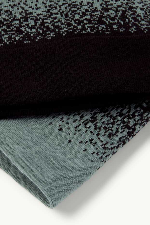 Copii - Băieți - Set - căciulă și fular circular - 2 piese - cu model - negru