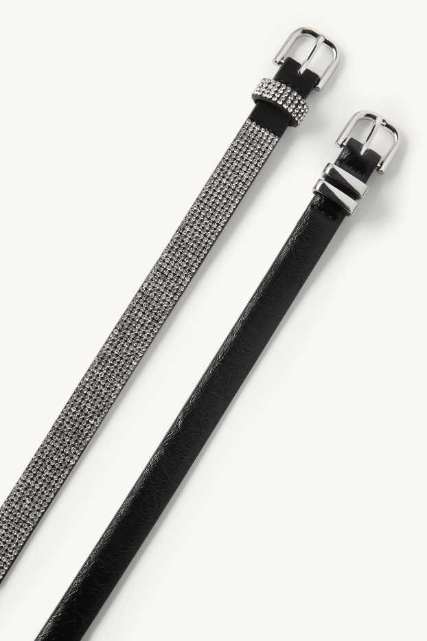 Women - Multipack of 2 - belt - faux leather - black