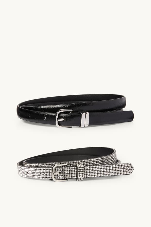 Women - Multipack of 2 - belt - faux leather - black