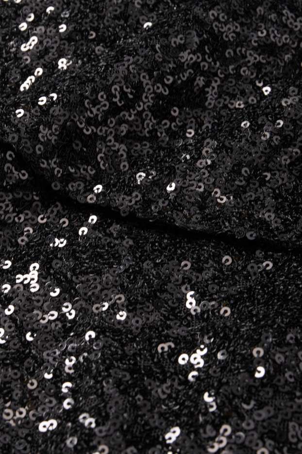 Damen - Pailletten-Kleid - Straight Fit - schwarz