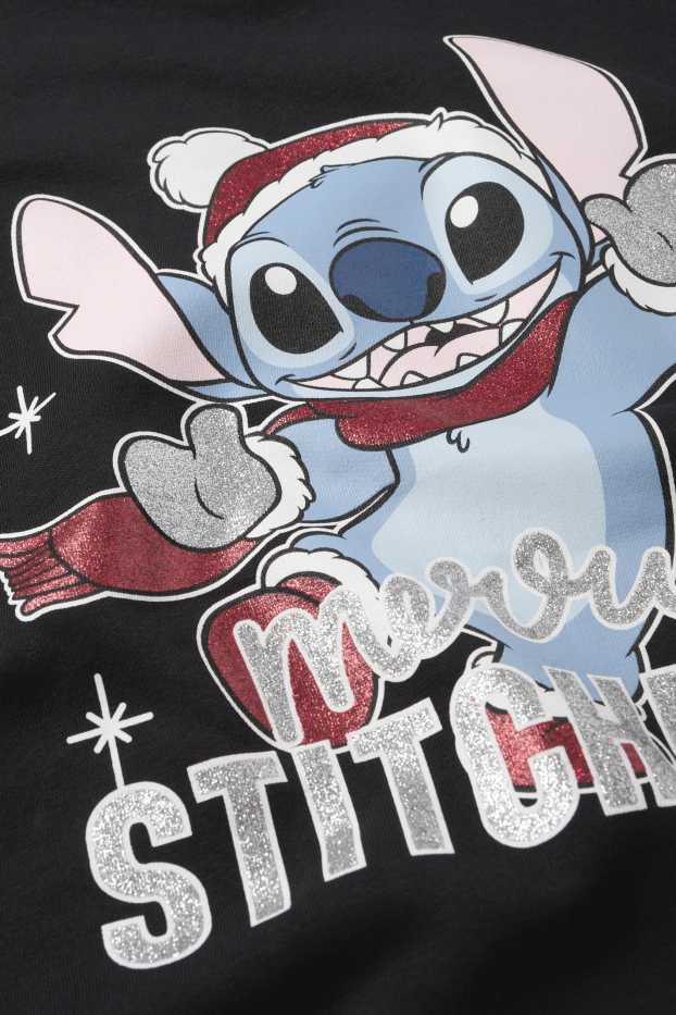 Bambine - Lilo & Stitch - felpa con cappuccio natalizia - nero