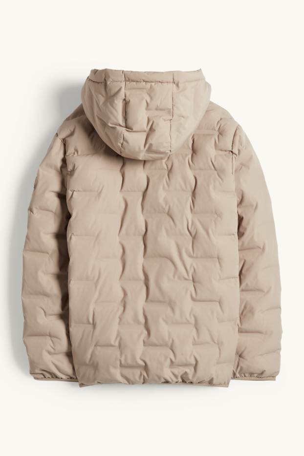 Kinder Jungen - Steppjacke mit Kapuze - wasserabweisend - beige